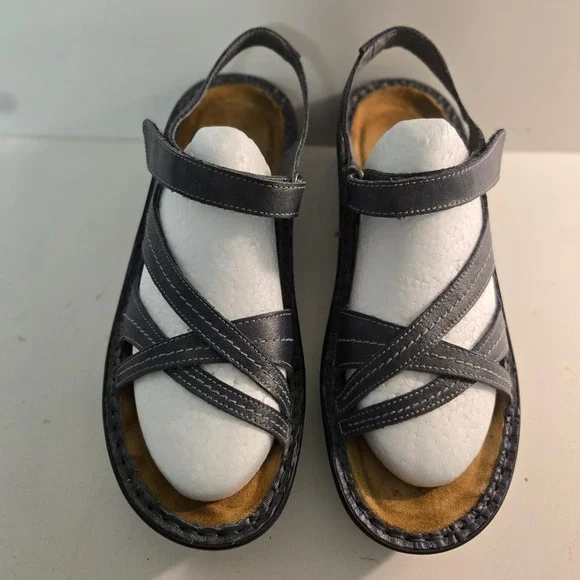 Naot Paris Women's Size EU 39 US Size 8 Deep Blue Wedge Strappy Leather Sandals - Picture 2 of 12